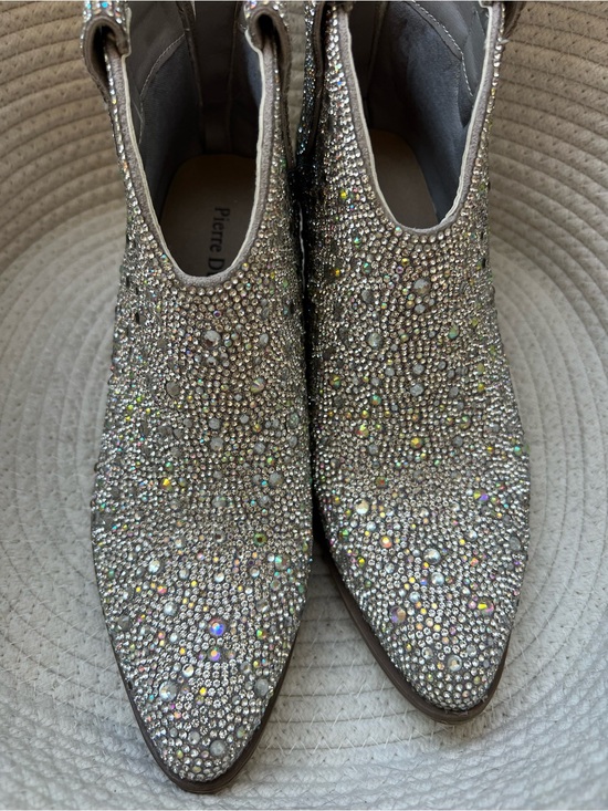 Pierre Dumas Shoes - Pierre Dumas Crystal-Embellished Beige Ankle Booties